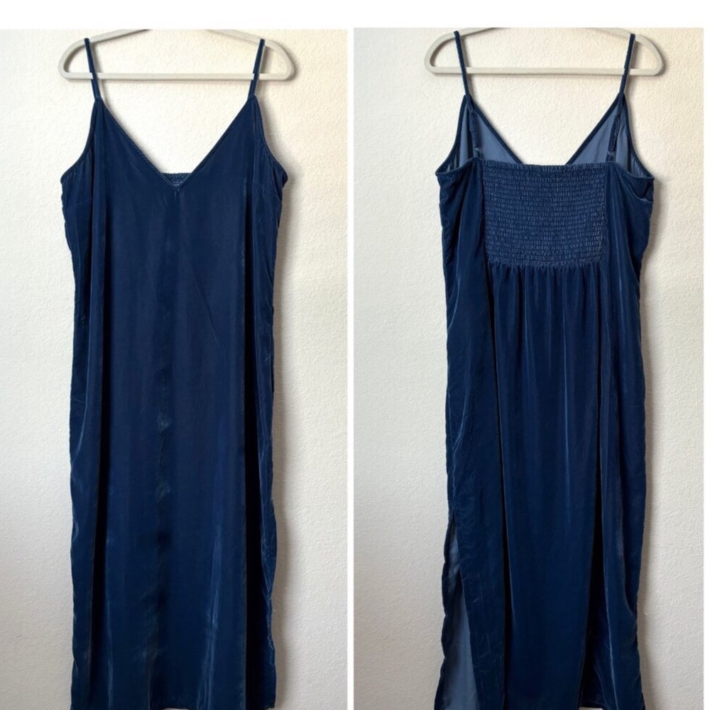 Old Navy XL Blue Velvet Midi Slip Dress NWT